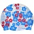 Шапочка силиконовая SR Белая с принтом Цветы (Синий, Красный) SFLR101